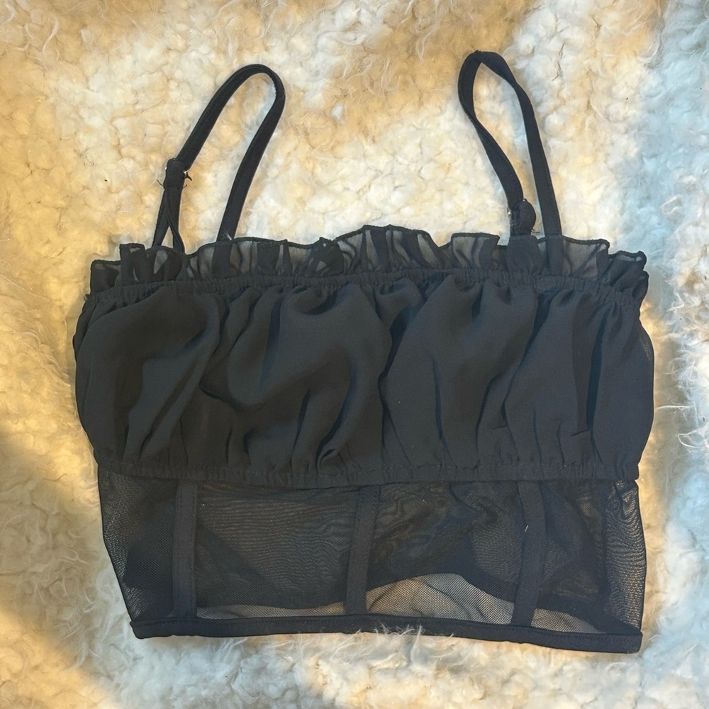 Mesh milkmaid tank top